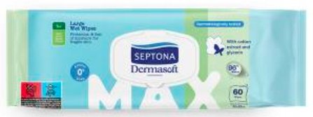Septona Max Nawilżane chusteczki w dużym rozmiarze Dermasoft 60 szt.
