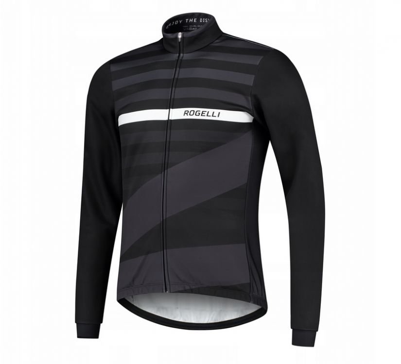 Męska Kurtka Rowerowa Rogelli Winterjacket Stripe | Black/White - Rozmiar Xl