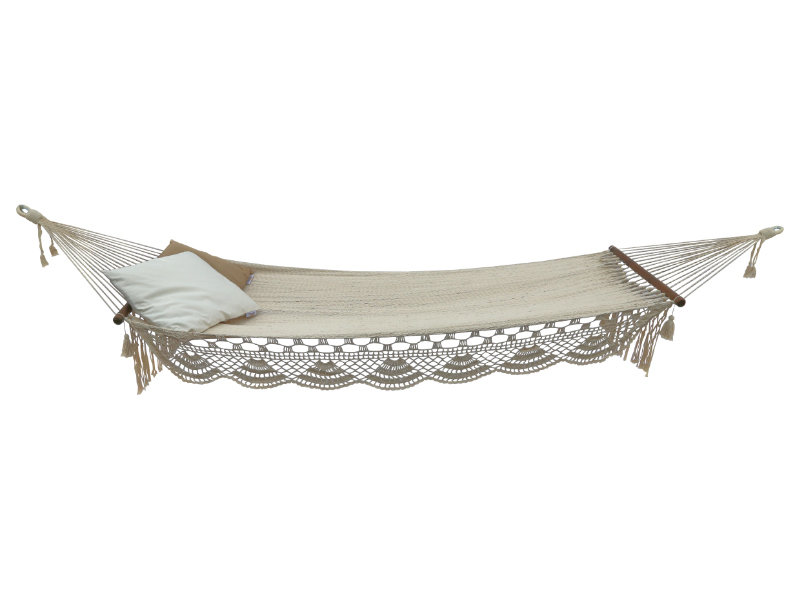 Hamak Z Drążkiem W Stylu Boho, Ecru King-2-Lux