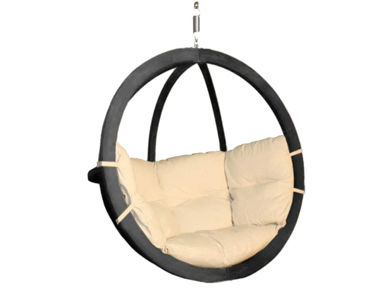 Fotel Hamakowy Drewniany, Kremowy Swing Chair Single (3) Antracyt