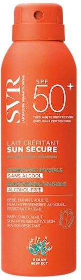SVR SUN SECURE SPF50+ Lait Crépitant Hydratant Invisible Sans Alcool mleczna pianka ochronna, 200ml