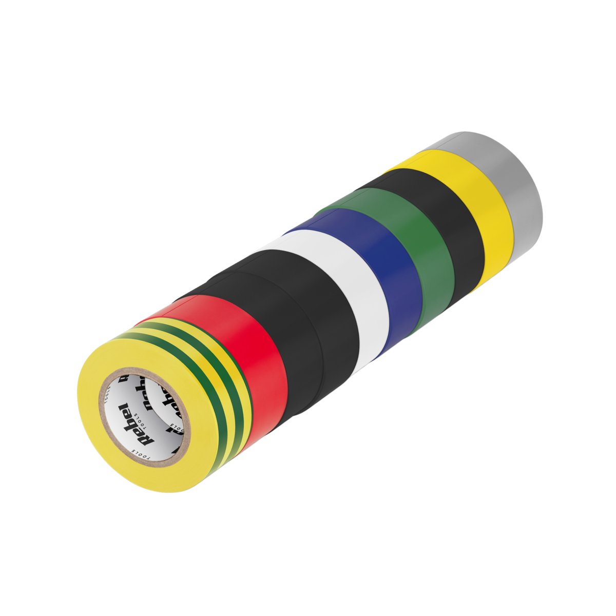 Rebel Komplet taśm izolacyjnych klejących REBEL (10 szt. - 0,13 mm x 19 mm x 10 yd) mix kolorów