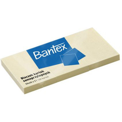 Bantex BLOCZKI SAMOPRZYLEPNE 50X40MM X 3 100 KARTEK ŻÓŁTE zakupy dla domu i biura 400086386