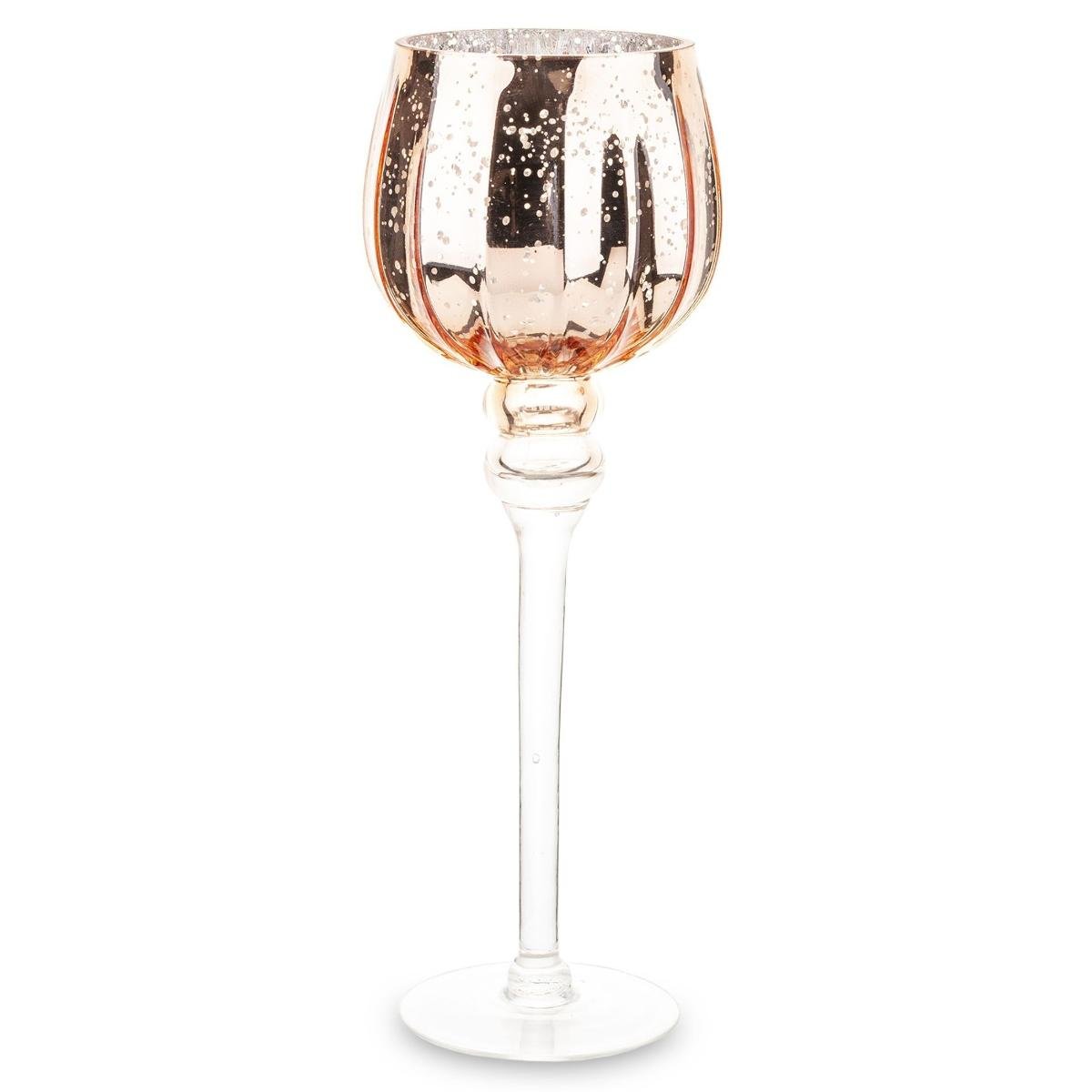 Szklany Świecznik - Różowy Kielich Assan 35 Cm