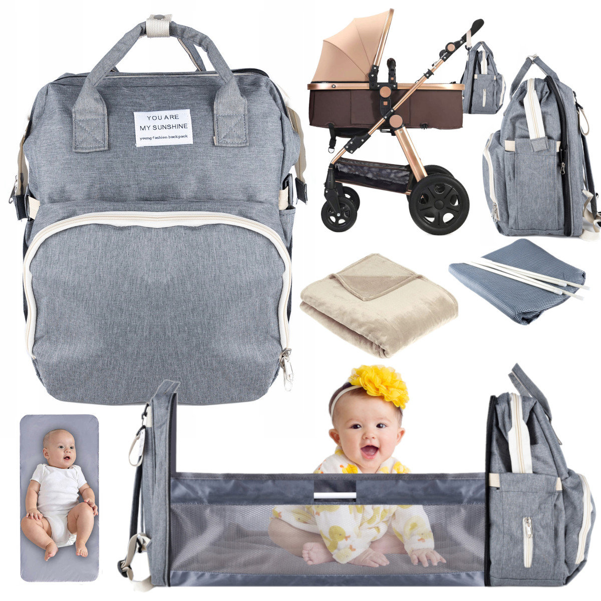 Torba Do Wózka Organizer Dla Mamy Taty Plecak 5W1 D549