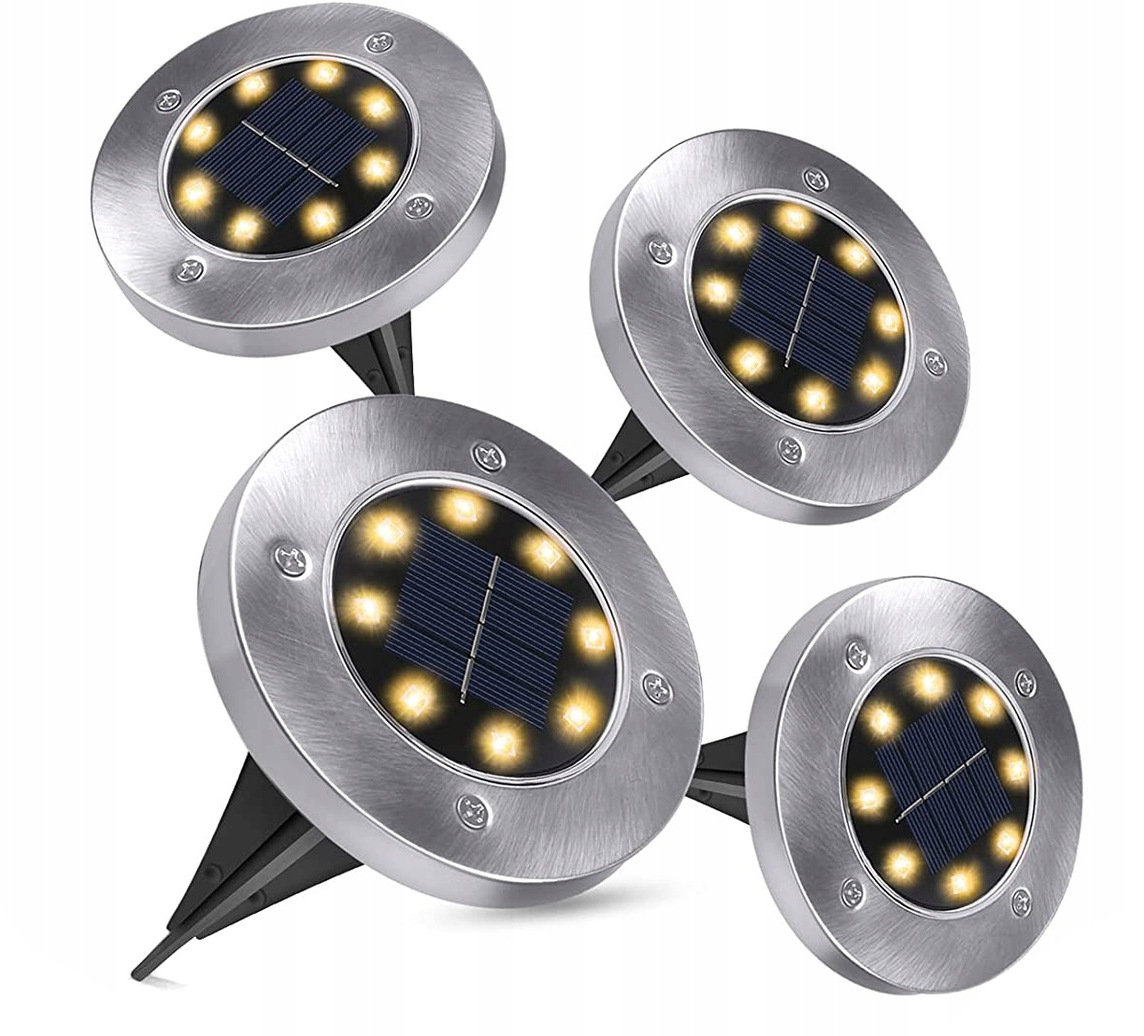 Lampki Solarne Ogrodowe Gruntowe Świecący Dysk X4 D544