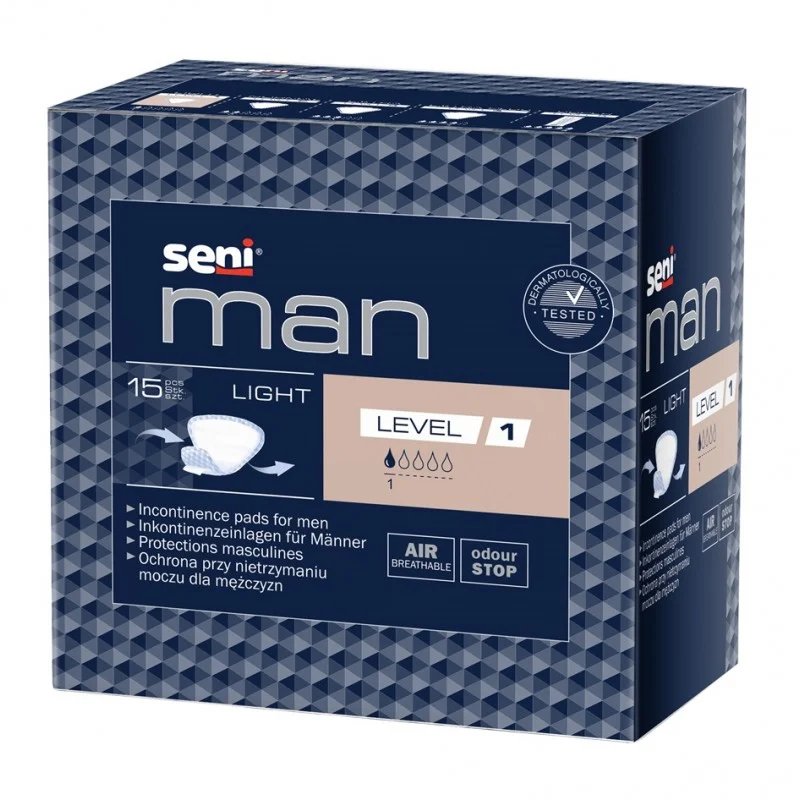 Seni, Man, Wkładki urologiczne dla mężczyzn Light Level 1 14x18 cm, 15 szt.