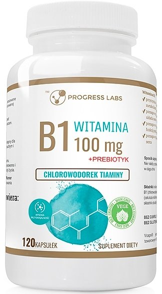 Progress Labs, WITAMINA B1 100 mg + prebiotyk, 120 kaps.