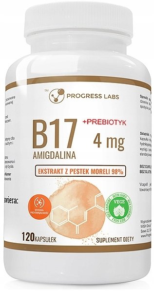 Progress Labs, WITAMINA B17 + PREBIOTYK, amigdalina, 120 kaps.