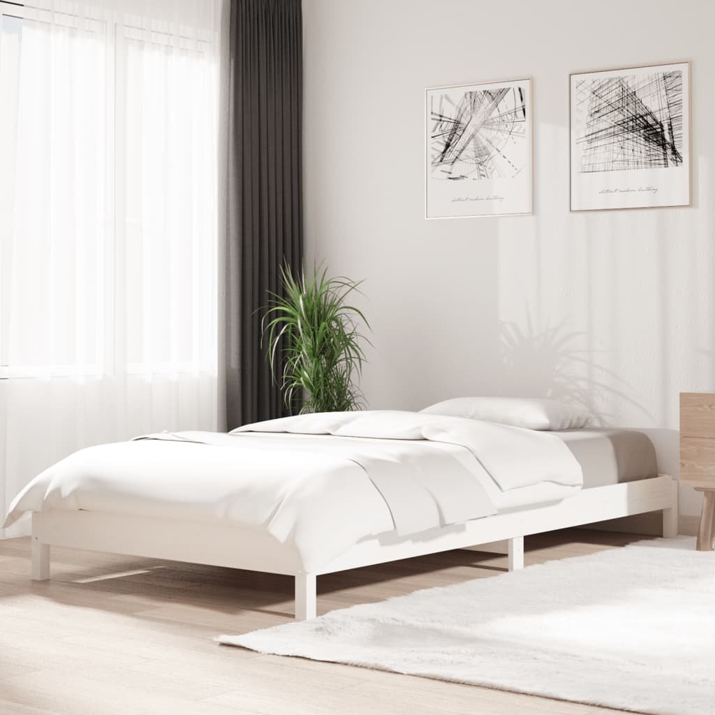 Lumarko Łóżko sztaplowane, białe, 80x200 cm, lite drewno sosnowe
