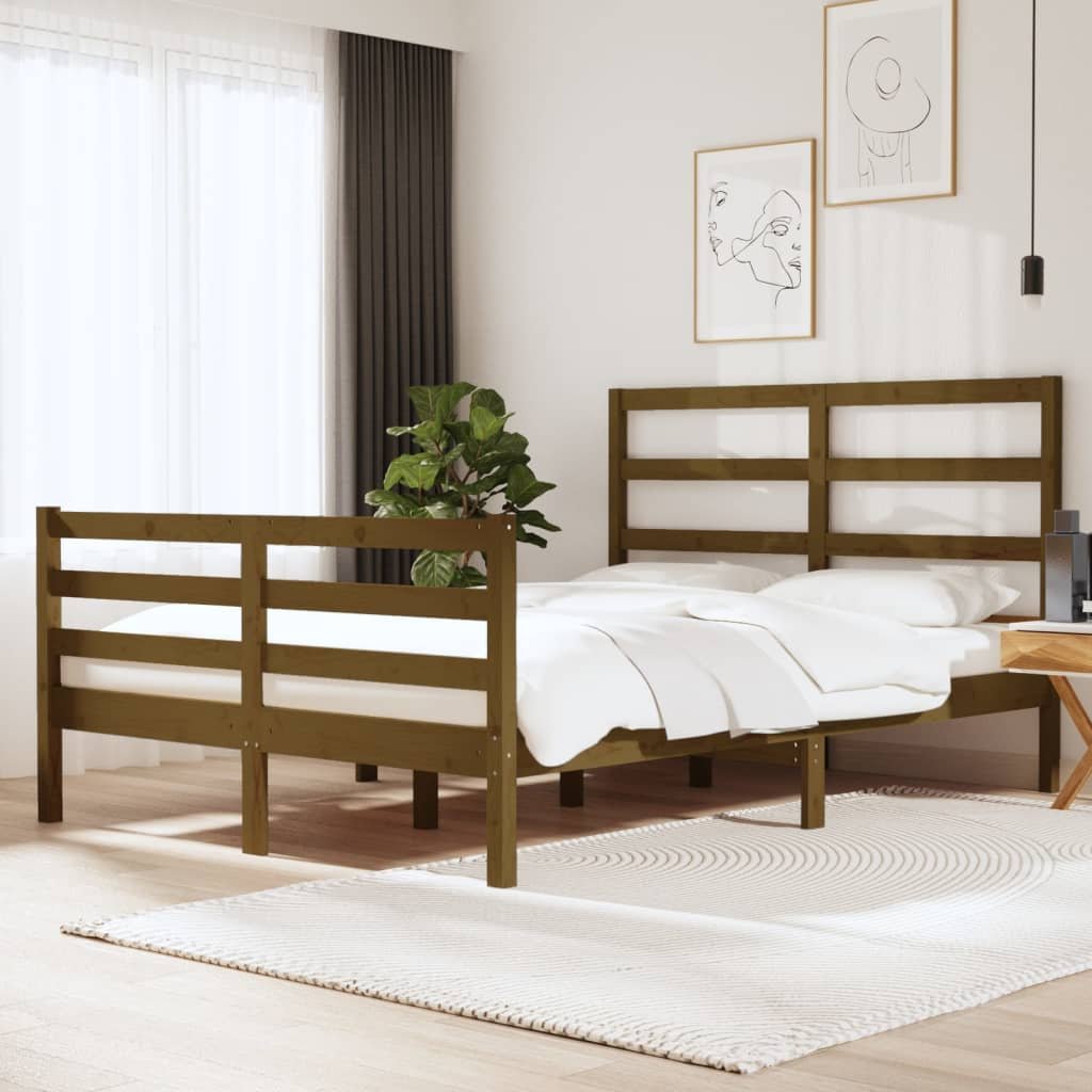 Фото - Ліжко VidaXL Rama łóżka, miodowy brąz, drewno sosnowe, 150x200 cm, King Size Lumarko! 