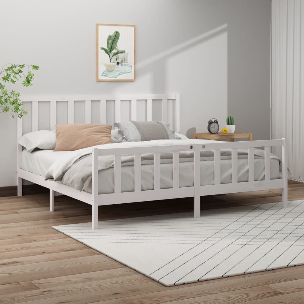 Фото - Ліжко VidaXL Rama łóżka, biała, lite drewno sosnowe, 180x200 cm, Super King Lumarko! 