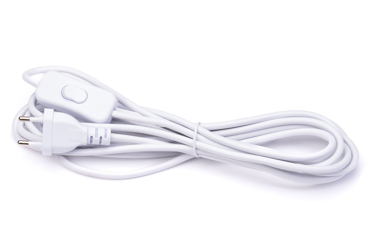 Przewód Kabel Z Wtyczką Pvc 4M Biały