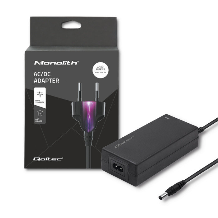 Qoltec Zasilacz do laptopa Zasilacz desktopowy 60W | 12V | 5A | 5.5 2.1 |+kabel zasilajcy 1_794100