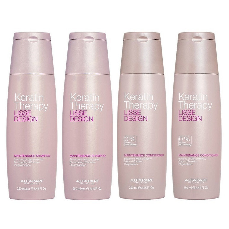 Alfaparf Keratin Therapy, Zestaw podtrzymujący efekt wygładzenia: szampon 2x250ml + odżywka 2x250ml