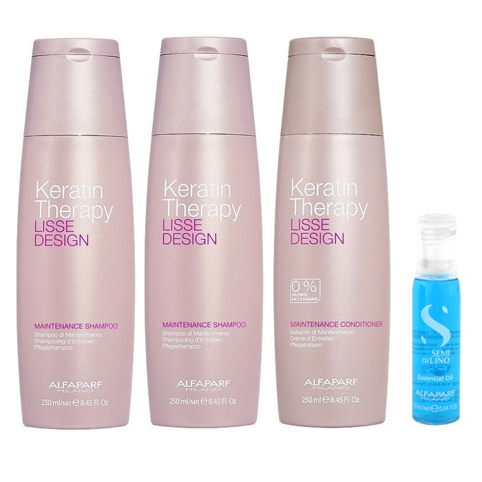 Alfaparf Keratin Therapy, Zestaw: szampon 2x250ml + odżywka 250ml + kuracja 13ml