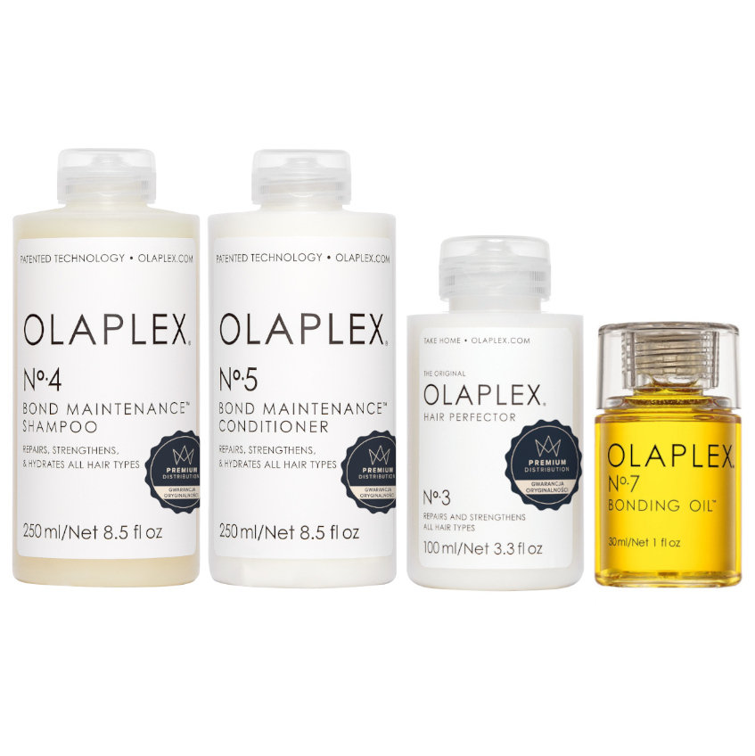 Olaplex Bond Maintenance, Zestaw: szampon 250ml + odżywka 250ml + kuracja regenerująca 100ml + olejek 30ml