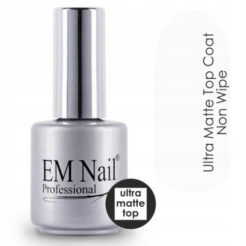 EM Nail, Lakier hybrydowy Top Coat Ultra Matte, 15 ml