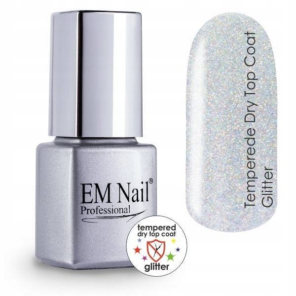 Glitter Em nail professional Tempered Dry Top Coat hartowany