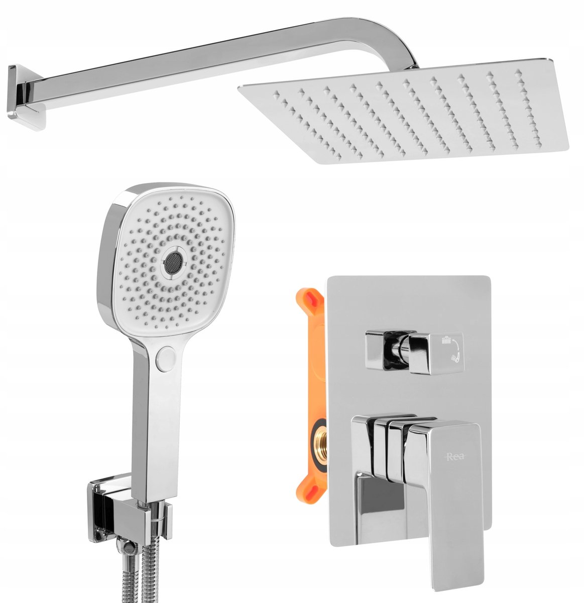 Rea Orix zestaw prysznicowy podtynkowy z deszczownicą chrom REA-P8463