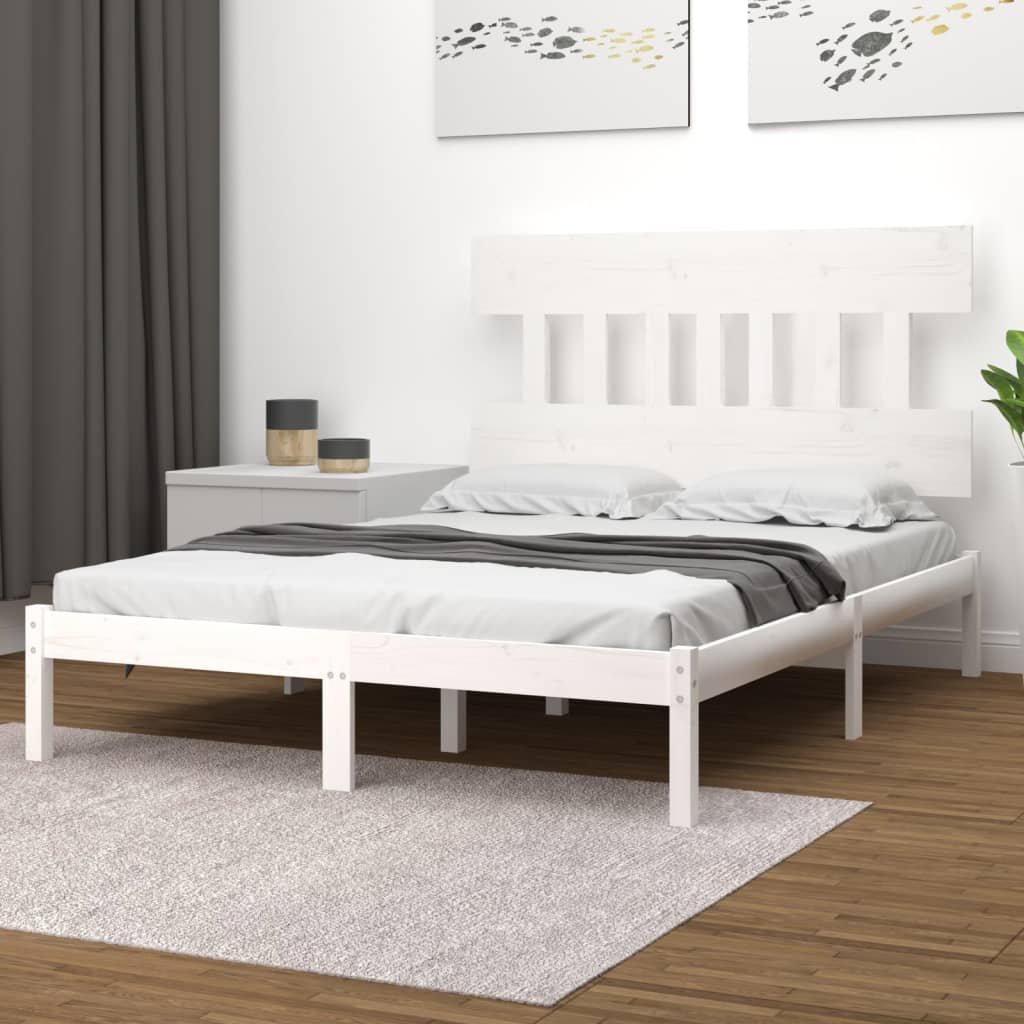 Фото - Ліжко VidaXL Rama łóżka, biała, lite drewno, 180x200 cm, Super King Lumarko! 