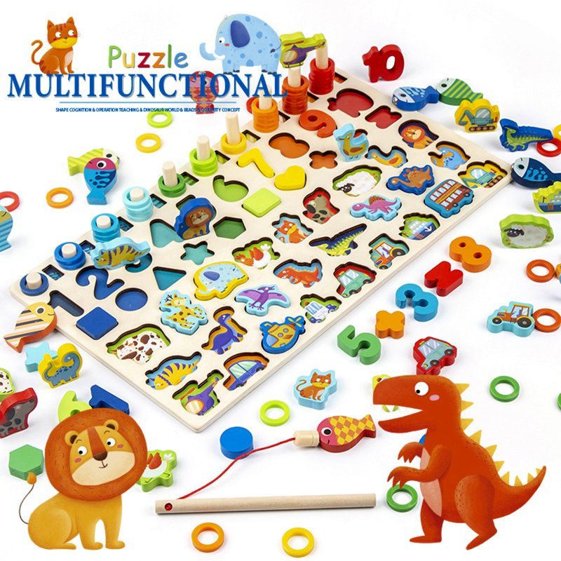 Gra puzzle multifunkcyjne 2 w 1 nauka łowienie rybek