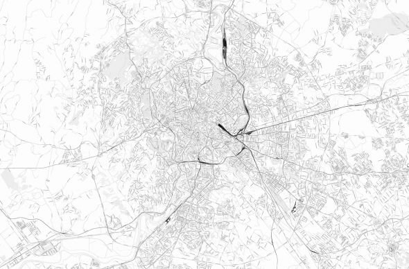 Фото - Шпалери Rzym - czarno-biała mapa miasta - fototapeta