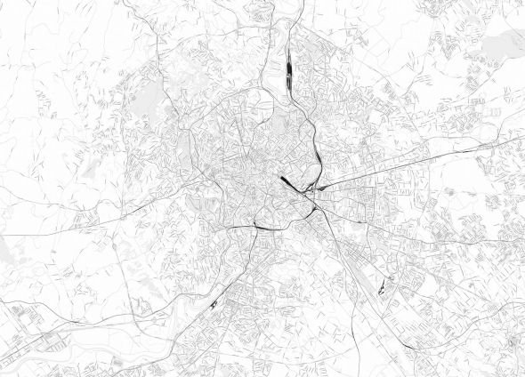 Фото - Шпалери Rzym - czarno-biała mapa miasta - fototapeta