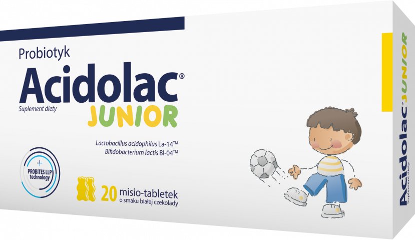 Polpharma Acidolac Junior o smaku białej czekolady, 20 tabletek