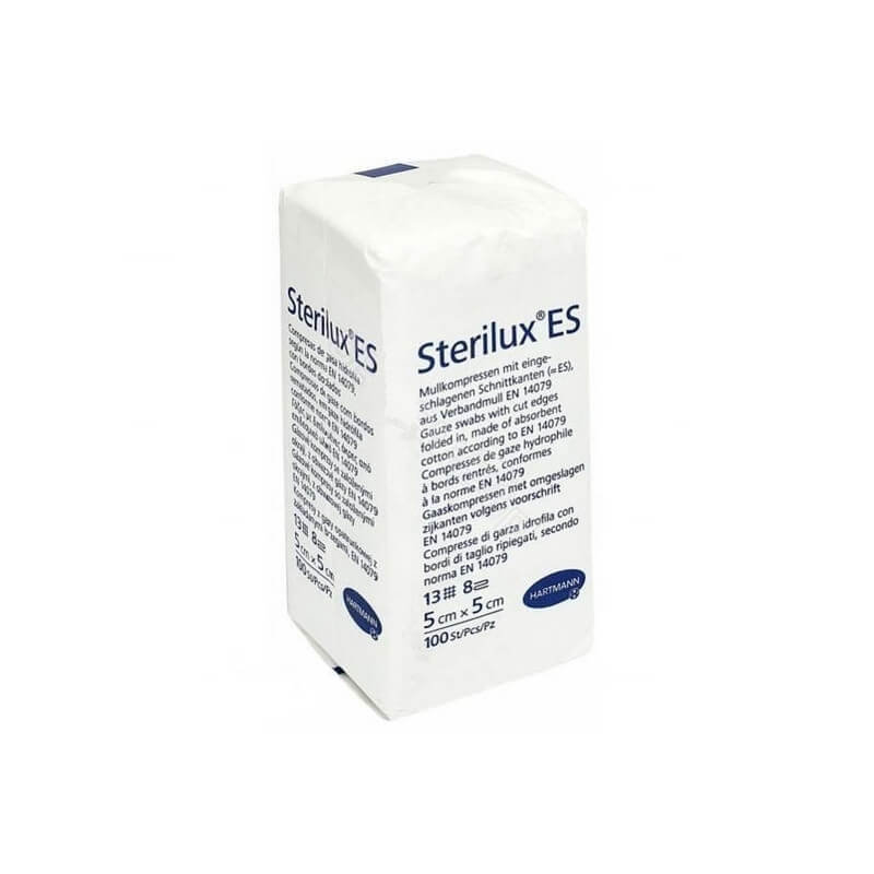 Hartmann STERILUX ES Kompresy gazowe niejałowe 13-nitkowe, 8-warstwowe, 5x5 cm, 100 sztuk