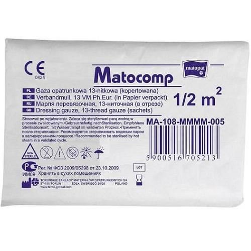 Matocomp, Gaza opatrunkowa niejałowa 13-nitkowa 1/2m², 50 sztuk