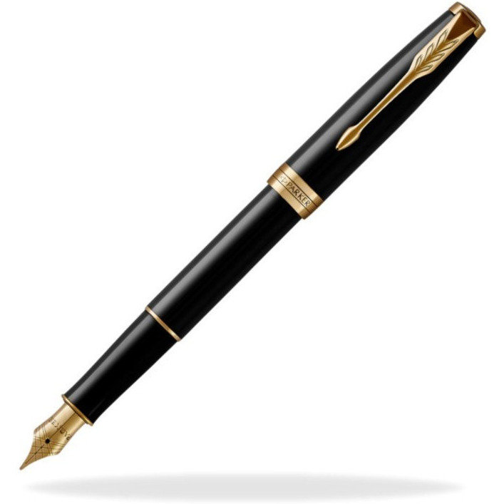 Parker 1931494 Pióro Wieczne (F, Stalówka Ze Stali) Sonnet Black Lacquer GT 1931494