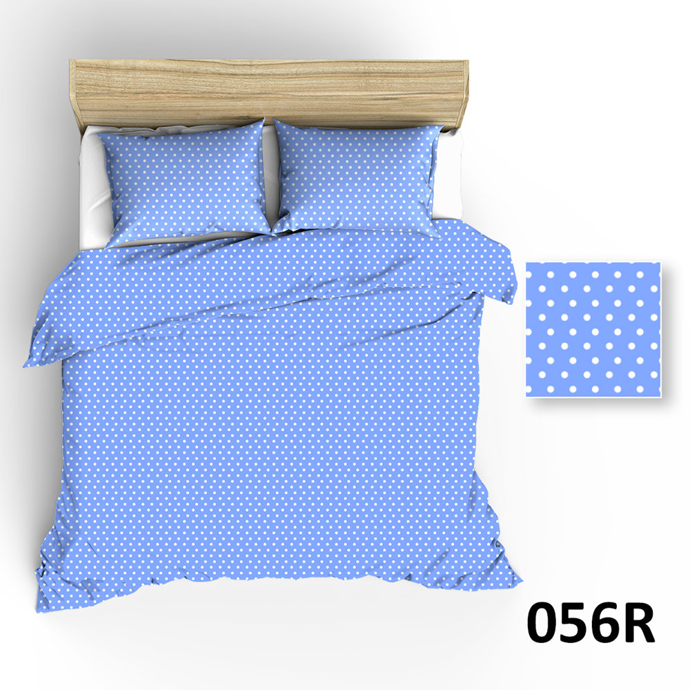 Pościel 200x220 R056 błękitna groszki białe 26N