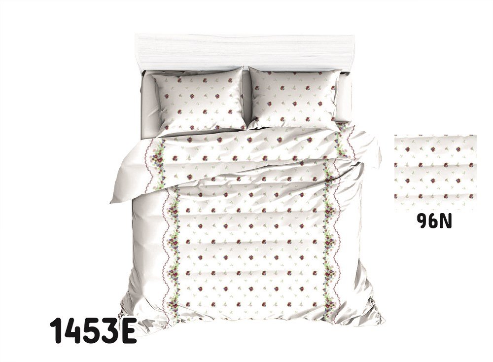 Pościel 140x200 1453E biała bordiura czerwona 96N