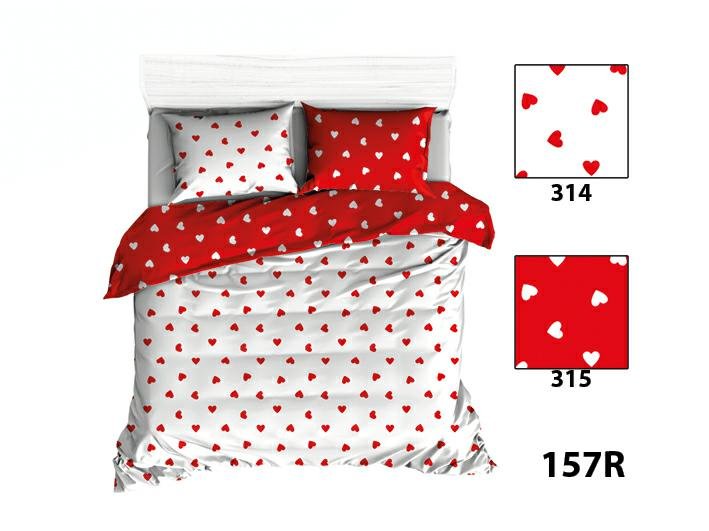 Poszewka 70x80 R157 biała czerwona serduszka
