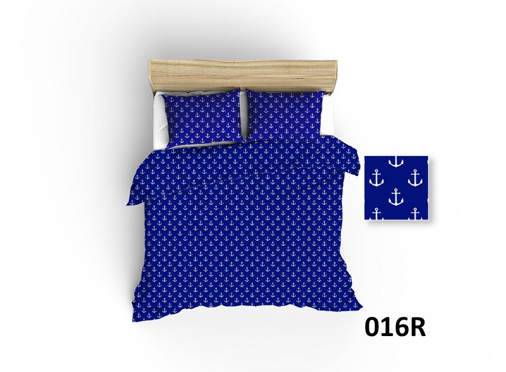 Poszewka 40x40 R016 granatowa kotwice białe 22N