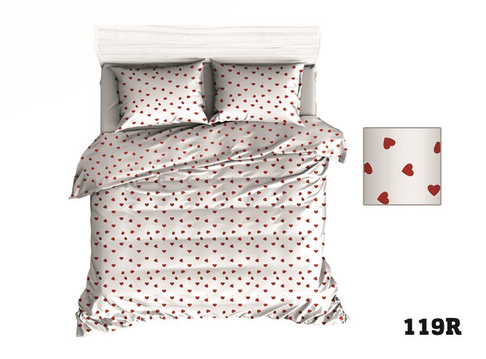 Poszewka 50x60 R119 biała czerwona serca serduszka 314D