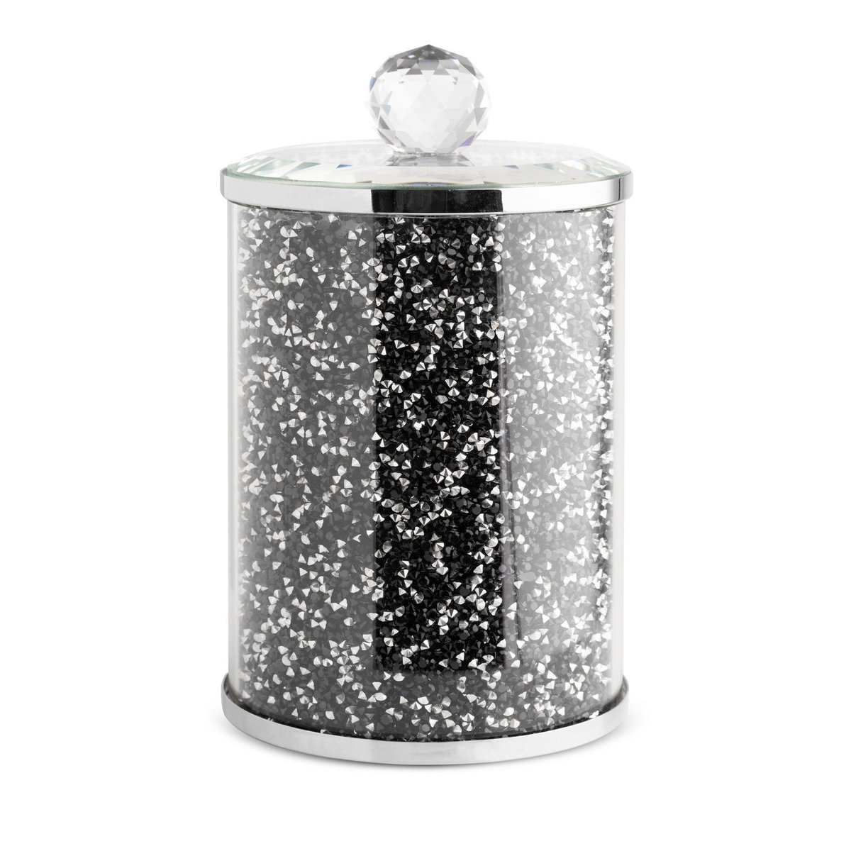 Pojemnik Ventosa 10x17 srebrny czarny do przechowywania do przechowywania z kryształkami w stylu glamour