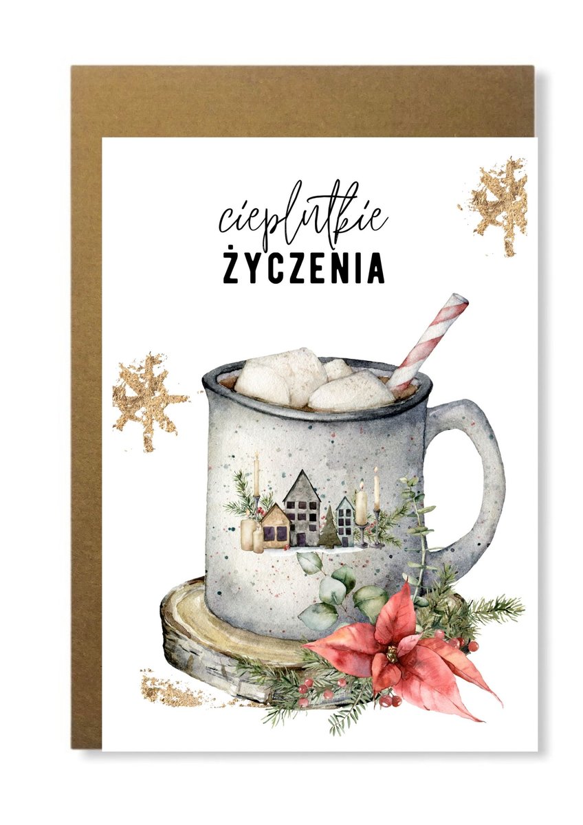 Kartka Świąteczna Z Kubkiem Kakao Święta Prezent