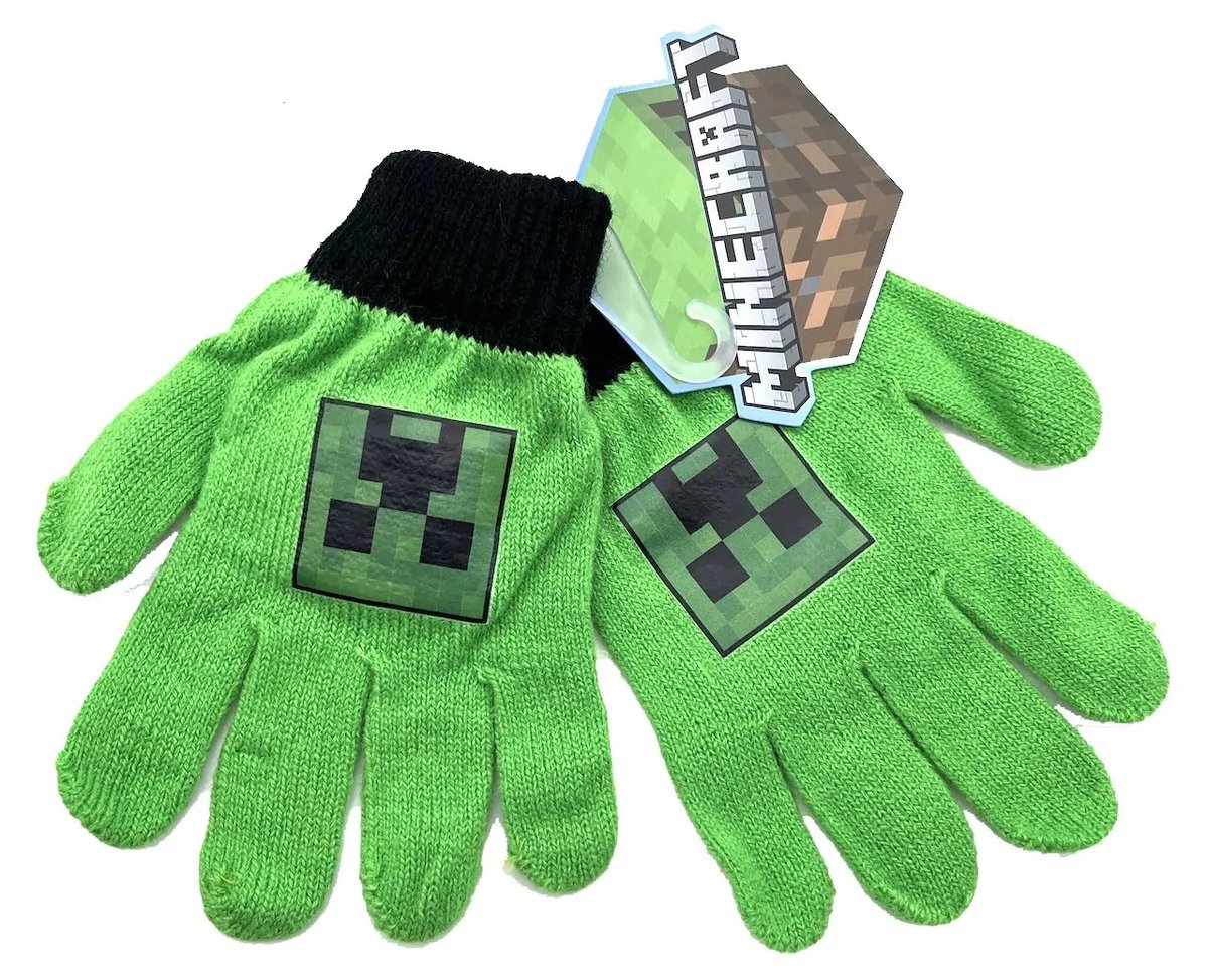 Rękawiczki Minecraft Creeper Zielono-Czarne Dla Dz