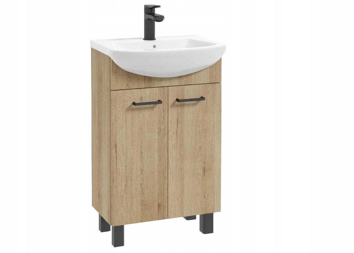 Zestaw Szafka Z Umywalką 45 Czarny Uchwyt Nogi