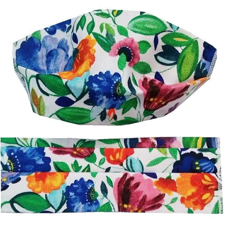 Maseczka Maska Ochronna Na Twarz Dla Dzieci Biała Listki Zielone Kwiaty Wielokolorowe Liście 2530