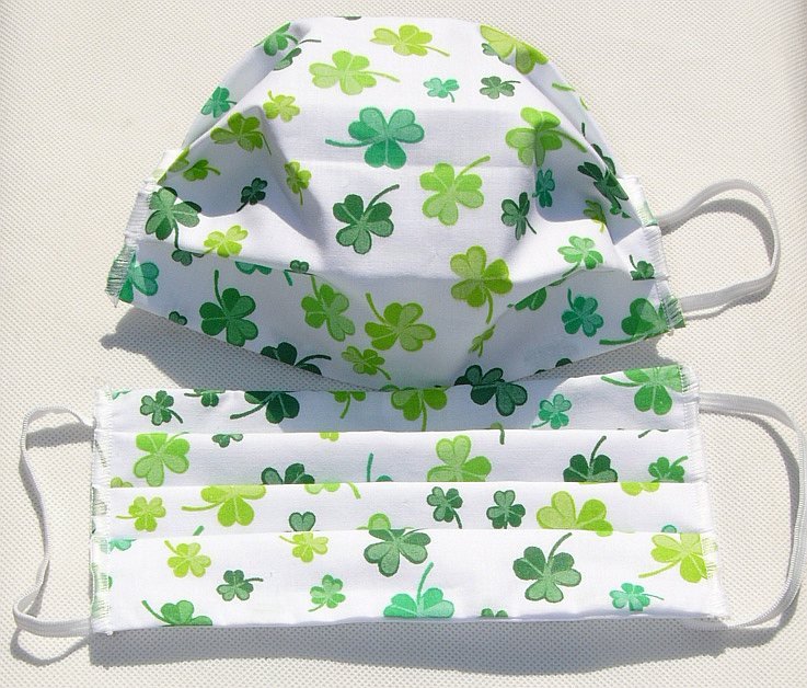 Maseczka Maska Ochronna Na Twarz Biała Zielona Koniczynka