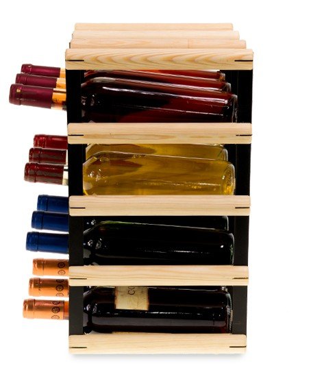 Regał Na Wino Stojak Na 12 Butelek Szklanych/ Pet — Rw-8/ 3X4 — Surowy Naturalny Metal + Drewno Rw-8-3X4-12 / Wamar-Sosenka