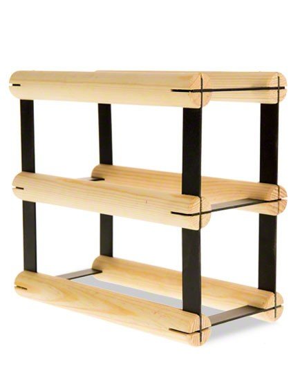 Regał Na Wino Stojak Na 2 Butelki Szklane/ Pet — Rw-8/ 1X2 — Surowy Naturalny Metal + Drewno Rw-8-1X2-2 / Wamar-Sosenka