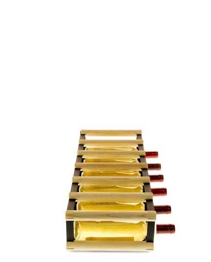 Regał Na Wino Stojak Na 6 Butelek Szklanych/ Pet — Rw-8/ 6X1 — Surowy Naturalny Metal + Drewno Rw-8-6X1-6 / Wamar-Sosenka