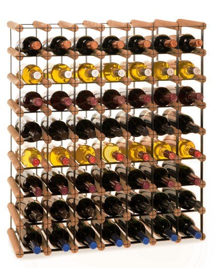 Regał Na Wino Stojak Na 56 Butelek Szklanych/ Pet — Rw-8/ 7X8 — Brązowy Brązowy Metal + Drewno Rw-8-7X8-56_O_Br / Wamar-Sosenka