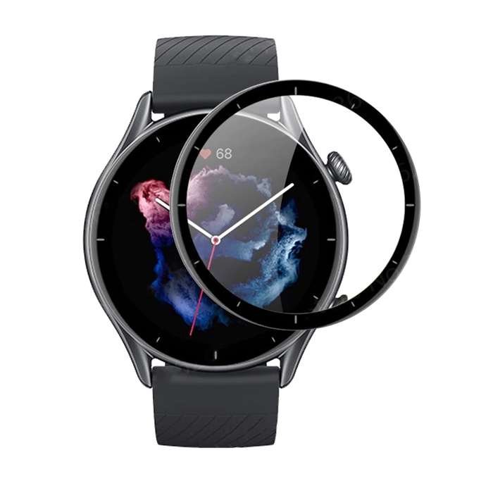 Szkło Hybrydowe Full Glue 5D Do Xiaomi Amazfit Gtr 3 Czarny