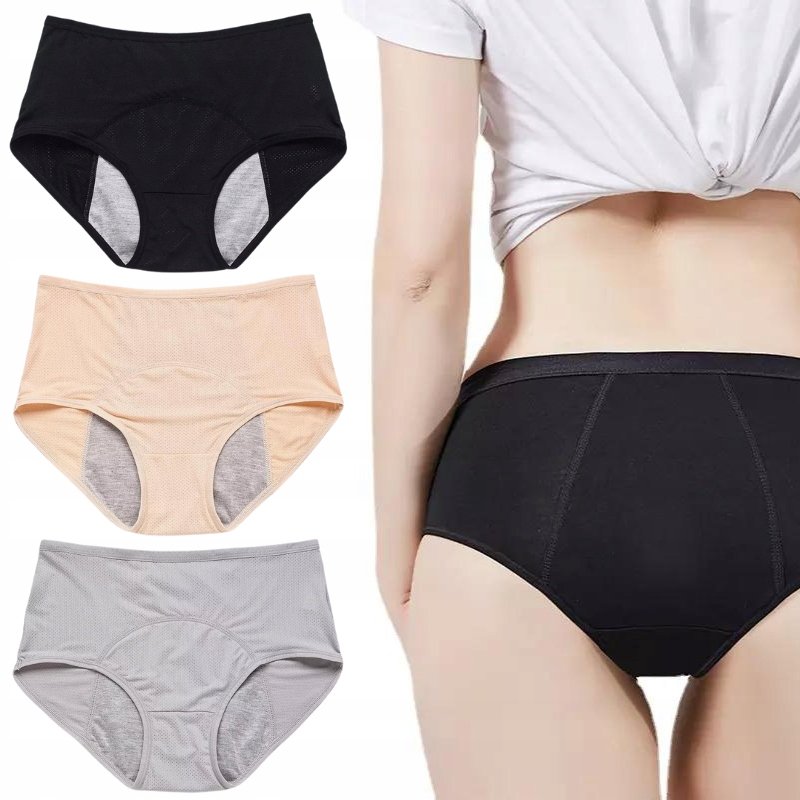 Majtki menstruacyjne komplet beż czarne szare xxl