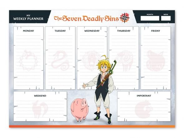The Seven Deadly Sins - Planer Tygodniowy A4